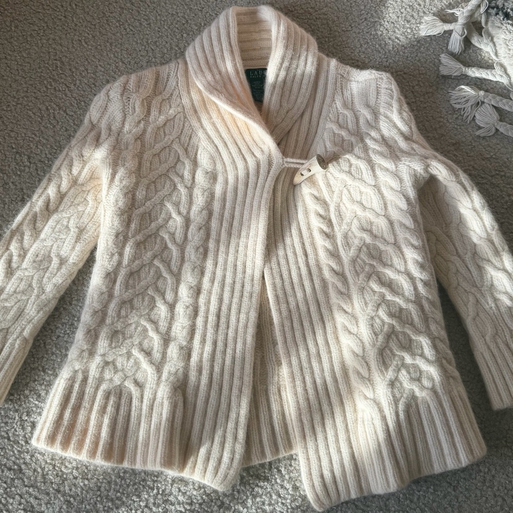 Ralph Lauren Cream Cable Knit Cardigan - Discontinued in store!